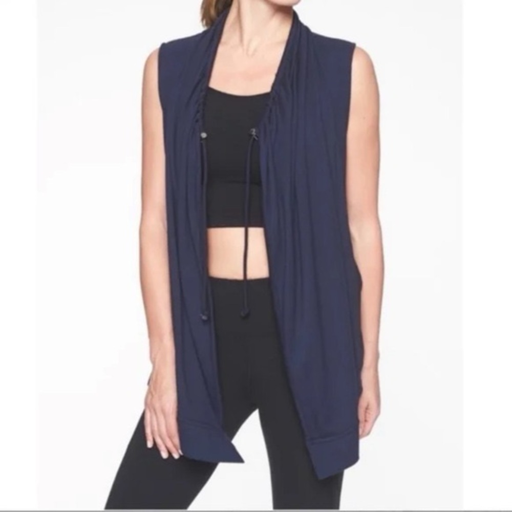 Athleta Mindset Cover Up Sleeveless Vest Navy Women's Large